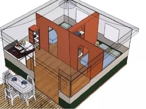 Bungalow toilé 5 personnes - Bungalow toilé 3 pièces 5 personnes - Sans sanitaires