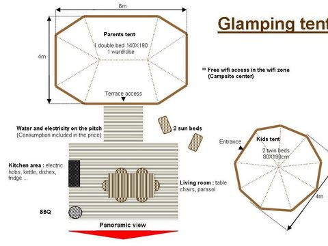 TENTE 4 personnes - Glamping - 2 tentes sur emplacement - sans sanitaires