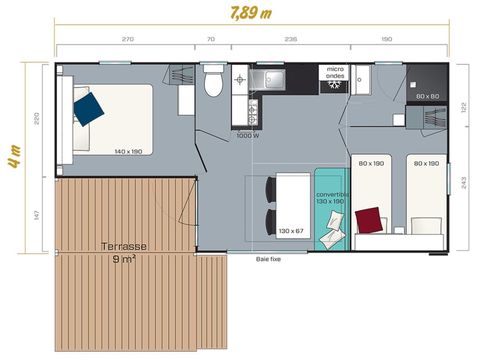 Mobilhome 6 personnes - Loggia - 2 chambres
