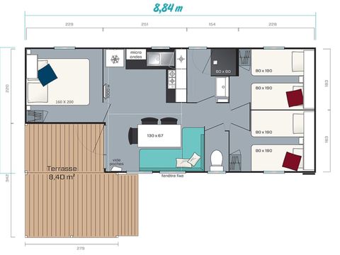 Mobilhome 8 personnes - Loggia - 3 chambres
