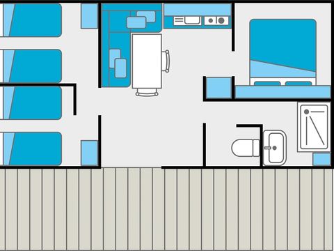 MOBILHOME 4 personnes - 3 chambres / 1 salle de bain - terrasse couverte