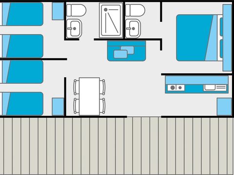 MOBILHOME 4 personnes - 3 chambres / 2 sdb - terrasse couverte