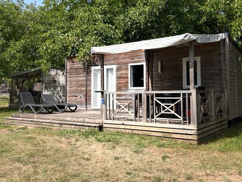 MOBILHOME 4 personnes - Mobil-Home Bois Confort 30m² 2 chambres + terrasse semi-couverte + TV + CLIM 4 pers.