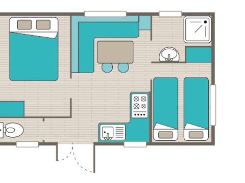 MOBILHOME 4 personnes - Comfort XL | 2 Ch. | 4 Pers. | Terrasse surélevée