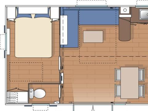 Mobilhome 6 personnes - Agaric ' spécial bébé' - 6 personnes - 2 chambres ' lit parapulie, pousssette canne et réhausseur de chaise'