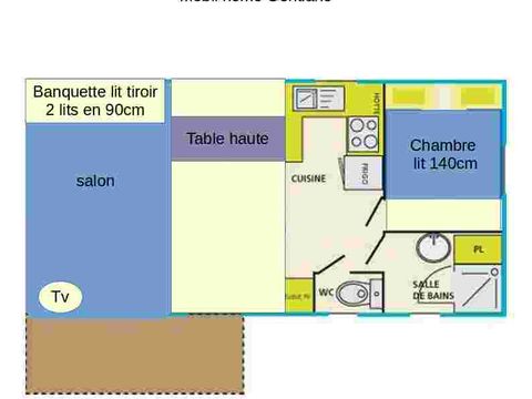 Mobilhome 4 personnes - GENTIANE - 4 personnes -1 chambre - (de octobre à avril :pas de jacuzzi)
