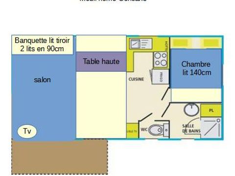 Mobilhome 4 personnes - GENTIANE -4 personnes - 1 chambre - avec jacuzzi extérieur privatif