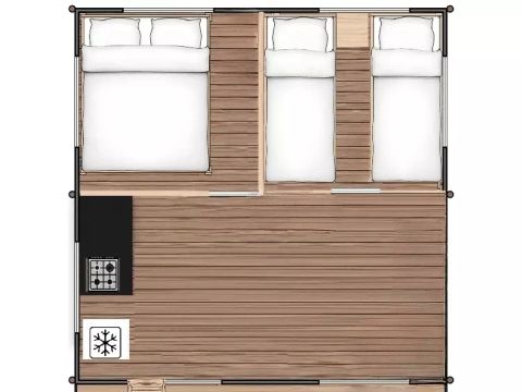 BUNGALOW TOILÉ 5 personnes - Bungalow Toilé Luxe 3 Pièces 5 Personnes Sans Sanitaire