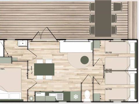 MOBILHOME 6 personnes - Mobil Home Terracotta 4 Pièces 6 Personnes + TV