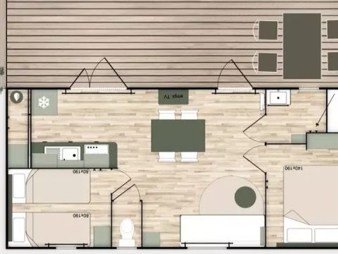 MOBILHOME 4 personnes - Mobil Home Terracotta 3 Pièces 4 Personnes + TV