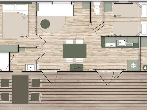 MOBILHOME 4 personnes - Mobilhome superieur 2 chambres Terracotta