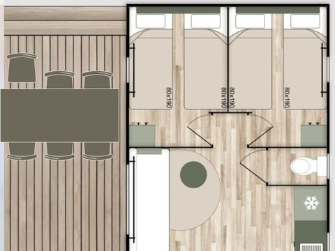 MOBILHOME 6 personnes - Mobilhome supérieur 3 chambres  Terracotta