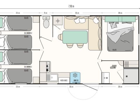 MOBILHOME 8 personnes - Mobil home confort 3 chambres