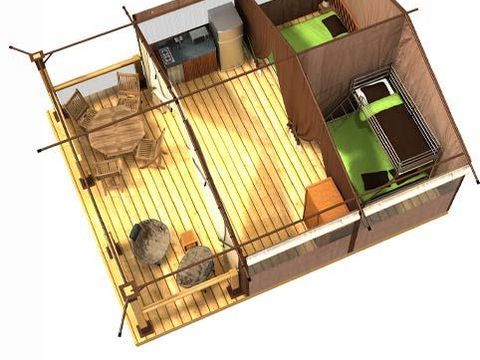 Tente en toile et en bois 5 personnes - LODGE KENYA - SANS SANITAIRES