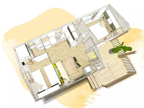 MOBILHOME 4 personnes - Mobil-home Bergame 3 Pièces 4 Personnes + TV