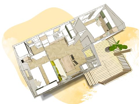Mobilhome 4 personnes - Bergame - 3 Pièces - TV
