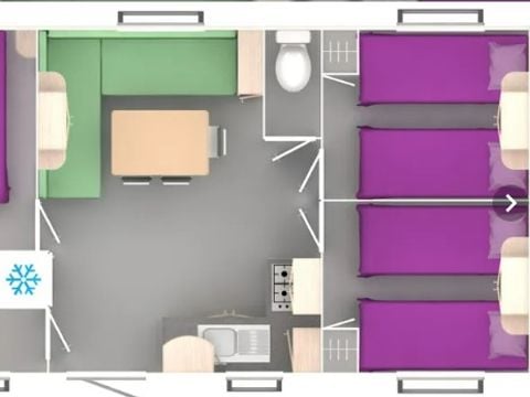Mobilhome 6 personnes - Confort - 4 Pièces - TV