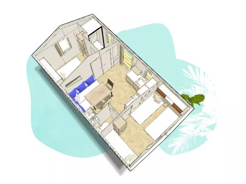 Mobilhome 5 personnes - Confort Famille - 3 Pièces - TV