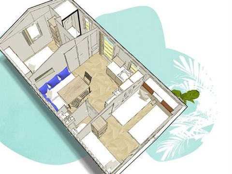 Mobilhome 5 personnes - "CONFORT - FAMILLE KIDS" - 2 chambres - CLIM - TV *NOUVEAUTE 2024*