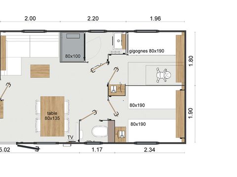 MOBILHOME 6 personnes - R-Home 32m² (3 CH 1 SDB) Terrasse Vue mer