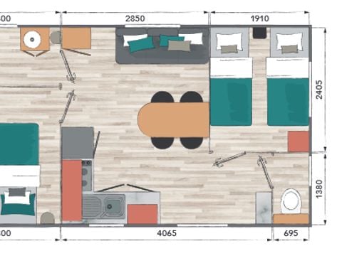 MOBILHOME 4 personnes - Privilège 2ch - TV - 27m²- vue mer