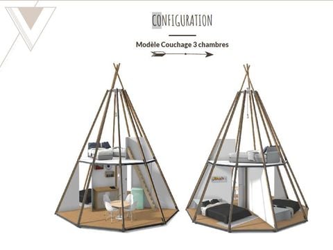 HÉBERGEMENT INSOLITE 5 personnes - TIPI HOME 3ch 5pers - sans sanitaire - 34m2