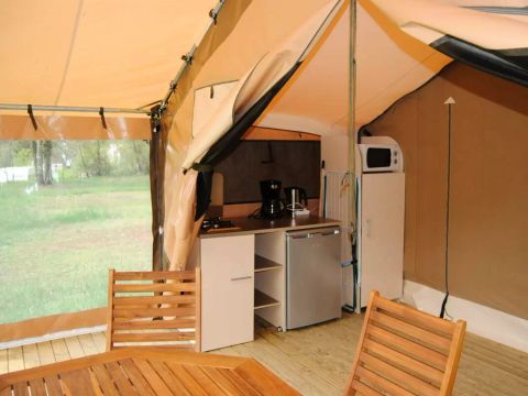 Tente en toile et en bois 5 personnes - Lodge Victoria 3 Pièces 5 Personnes Sans Sanitaires