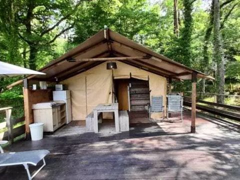 Tente en toile et en bois 4 personnes - Tente Bali 3 Pièces 4 Personnes