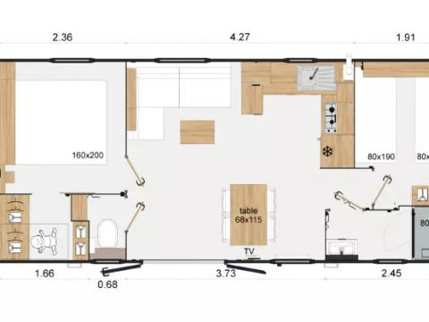 MOBILHOME 4 personnes - Mobil-Home Privilège 3 Pièces 4 Personnes Climatisé + TV
