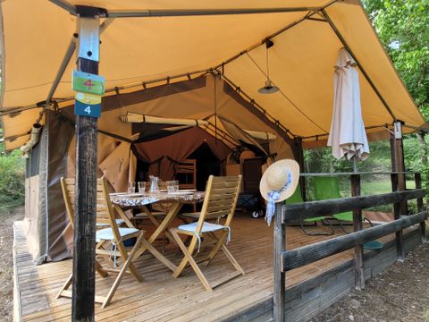 Tente en toile et en bois 5 personnes - Insolite - Tente Lodge 2 chambres - sans sanitaire
