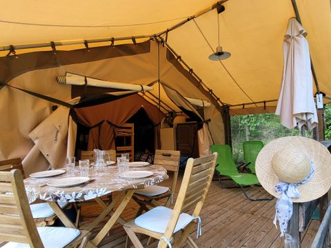 Tente en toile et en bois 5 personnes - Insolite - Tente Lodge 2 chambres - sans sanitaire