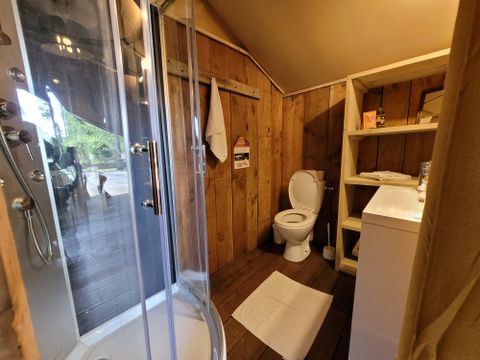 Tente en toile et en bois 4 personnes - Insolite Premium - Tente Bali 2 chambres - avec sanitaire