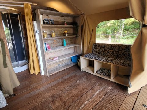 Tente en toile et en bois 4 personnes - Insolite Premium - Tente Bali 2 chambres - avec sanitaire