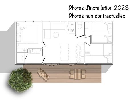 MOBILHOME 6 personnes - New Espace 32/33m² + Clim + TV + Terrasse Couverte