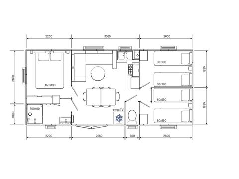 MOBILHOME 6 personnes - Espace Premium 32/33m² + Clim + TV + Terrasse Couverte