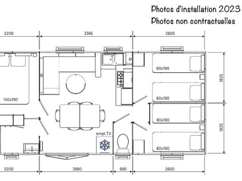 MOBILHOME 6 personnes - Ciela Privilège - 3 chambres - Vue sur le lac - barbecue