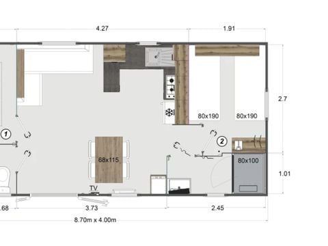 Mobilhome 4 personnes - Lodge 872 - E02 - Année 2026 Semi couvert 1/4 pers