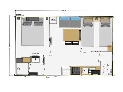 MOBILHOME 5 personnes - BIKINI 2 chambres 23 m² 2020 4/5 places,