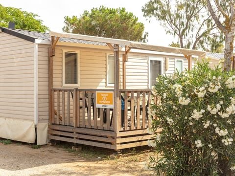 BUNGALOW 6 personnes - Mobil-home | Comfort | 3 Ch. | 6 Pers. | Terrasse surélevée | Clim. | TV