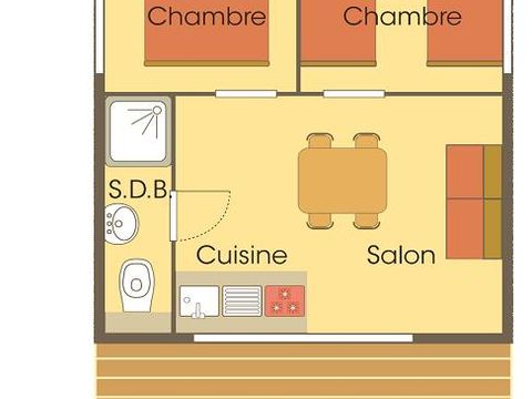 TENTE TOILE ET BOIS 4 personnes - Cabane Lodge Bois sur Pilotis Standard 34m² (2 chambres) dont terrasse couverte 11m² 4 pers.