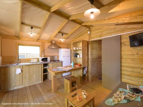 MOBILHOME 5 personnes - Cosyflower Premium 38m² (2 chambres) + TV + draps + serviettes - dont terrasse couverte 10m² 4/5 pers.