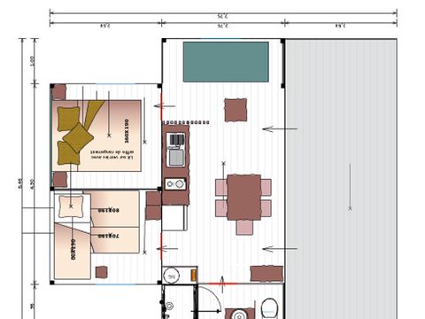 BUNGALOW TOILÉ 5 personnes - Cabane toilée Cotton Flower Confort 28m² (2 chambres) + TV + terrasse couverte 16m² 4/5 pers.