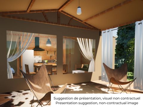 BUNGALOW TOILÉ 5 personnes - Cabane toilée Cotton Flower Confort 28m² (2 chambres) + TV + terrasse couverte 16m² 4/5 pers.