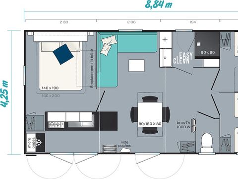 MOBILHOME 5 personnes - Mobil-home | Comfort XL | 3 Ch. | 5 Pers. | Terrasse Lounge | Clim. | TV