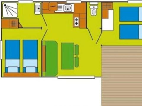 MOBILHOME 5 personnes - Mobil-home | Comfort | 2 Ch. | 5 Pers. | Terrasse Simple | 1 SDB | Clim.