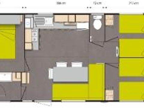 MOBILHOME 6 personnes - Mobil-home Bois CONFORT 31m² (3 chambres) Quartier piéton + terrasse 18m² + TV + Nespresso