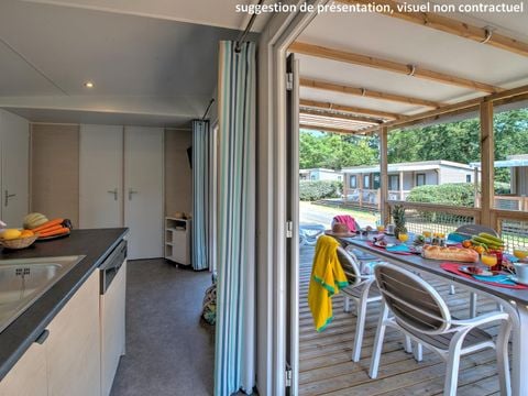 MOBILHOME 6 personnes - Mobil-home CONFORT 35m² (3 chambres) + CLIM + terrasse semi-couverte + TV + LV