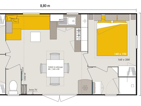 MOBILHOME 6 personnes - Mobil-home CONFORT 35m² (3 chambres) + CLIM + terrasse semi-couverte + TV + LV