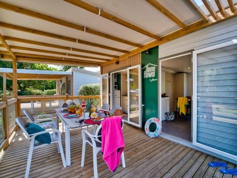 MOBILHOME 4 personnes - Homeflower PREMIUM 29m2 (2chambres) + terrasse + lave-vaisselle + TV + draps inclus 4/5pers.