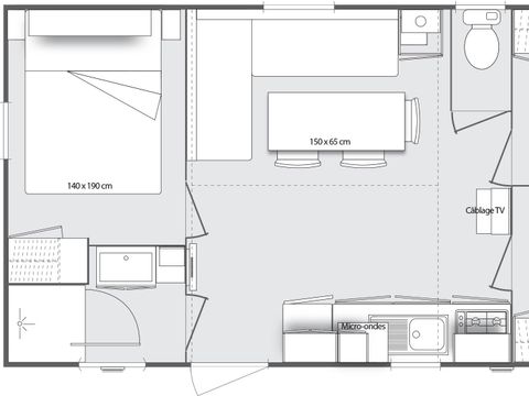 Mobilhome 6 personnes - Mobil home Confort 29m² - 3 chambres + terrasse semi-couverte + TV 6 pers